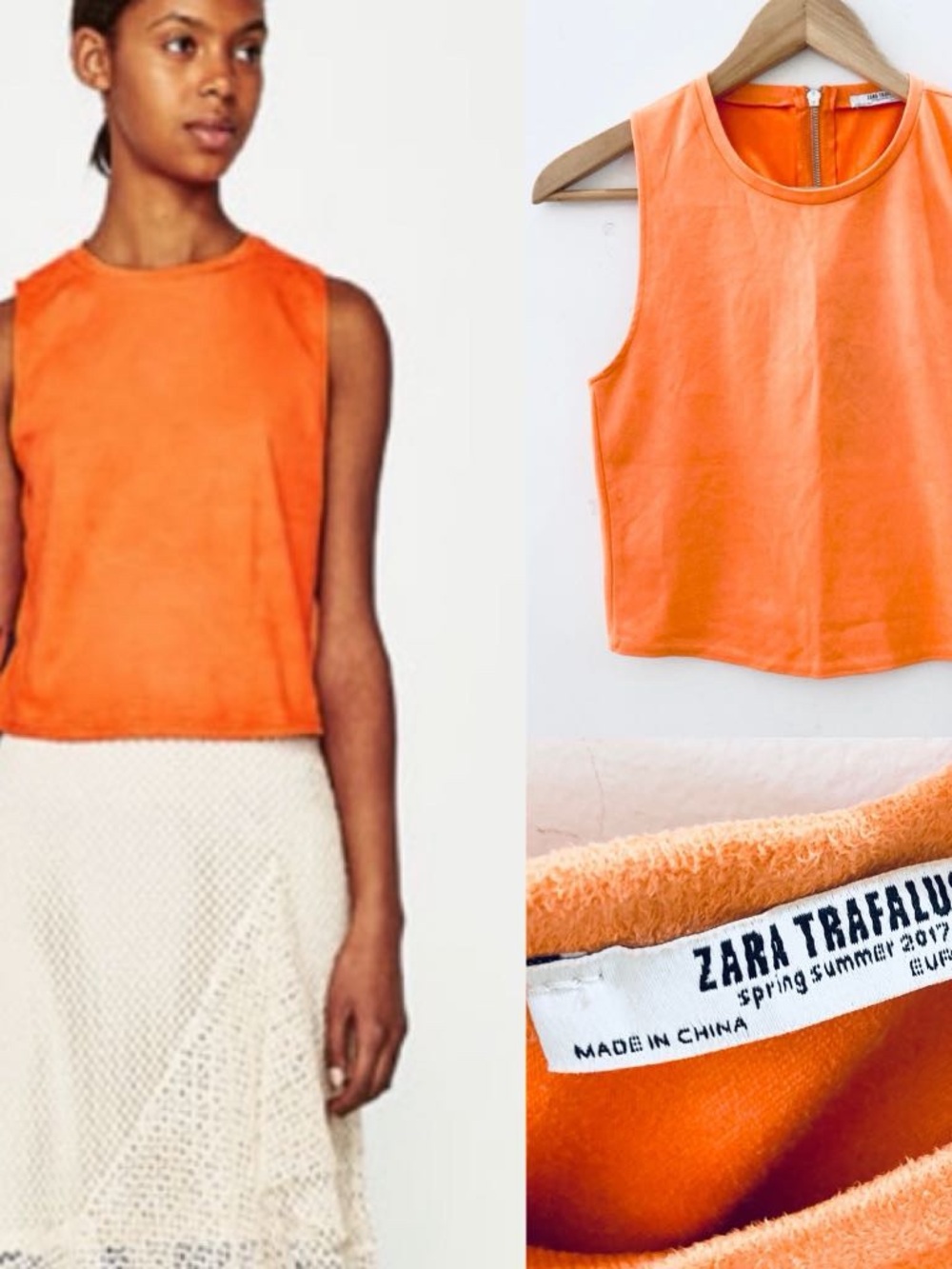 Zara Bright Orange Sleeveless Tank Top